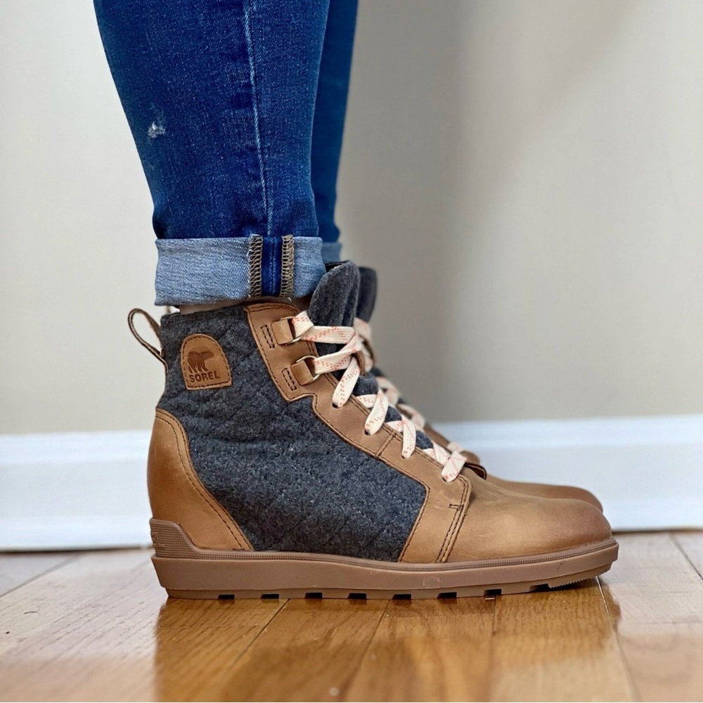 242 | Sorel Evie 2 Women’s Lace Boots Wedge Sneakers Athletic Casual Shoe - Picture 9 of 12